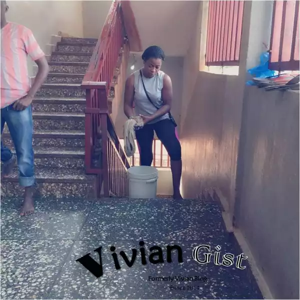 Photo: Popular Twin Actress Chidimma Aneke Cleaning The Church